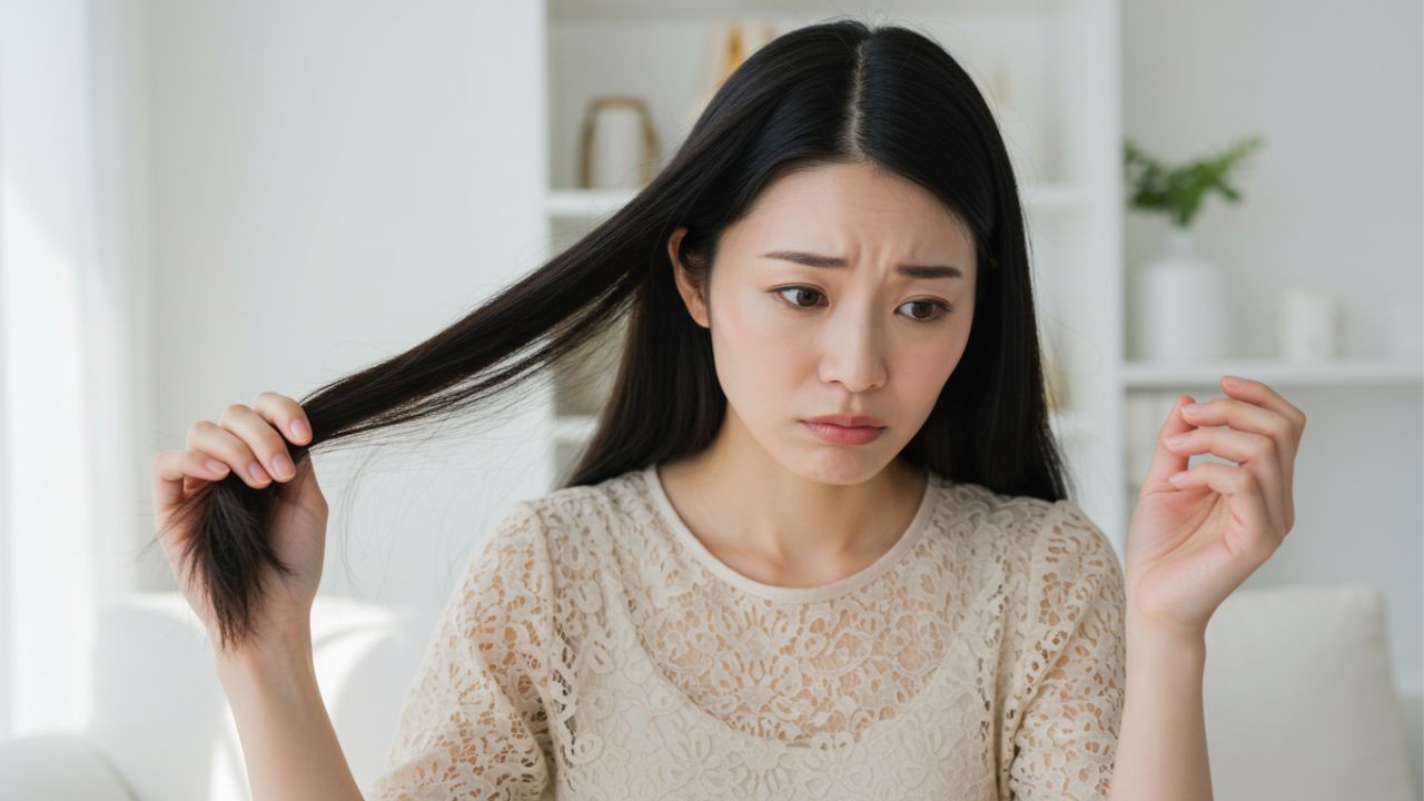 髪のトラブルで悩む女性