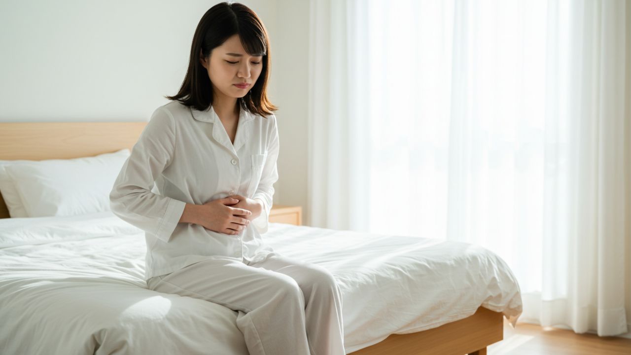 聴診器とカルテの上に置かれた赤いハートのぬいぐるみ。生理中の貧血症状や健康管理の重要性を示すイメージ。